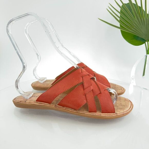 Born Mona Women Sandal Size 10 Red Vegan Flat Thong Slide Flower Flip Flop Shoe - Picture 5 of 10